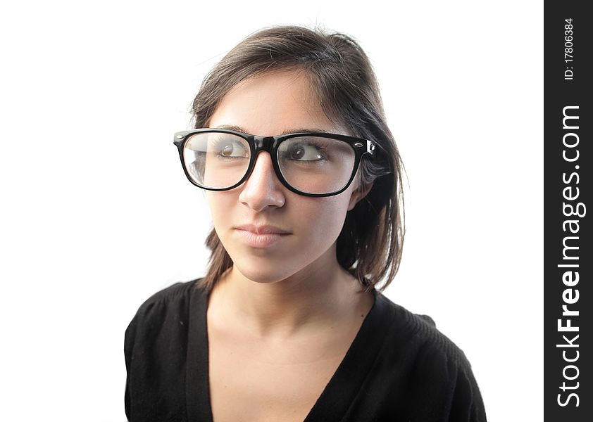 Portrait of a young woman wearing glasses. Portrait of a young woman wearing glasses
