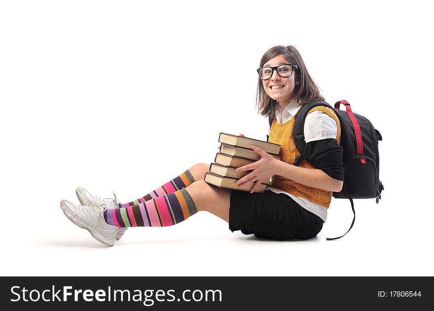 Smiling young student holding some books. Smiling young student holding some books