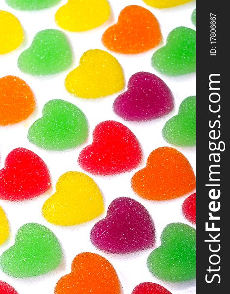 Heart Shape Colorful Jelly Coated With Sugar