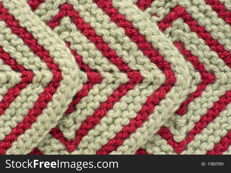 Red And White Knitted Background