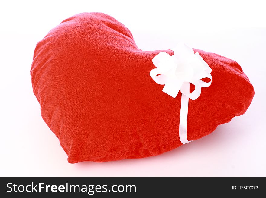 Close-up of red Valentine's heart isolated on white