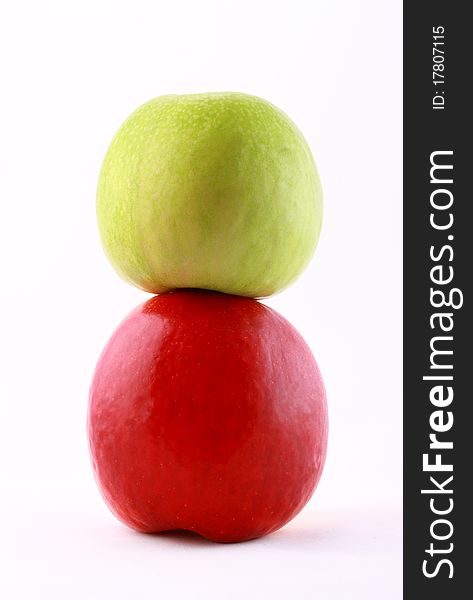 Close-up of red and green ripe apples isolated on white. Close-up of red and green ripe apples isolated on white