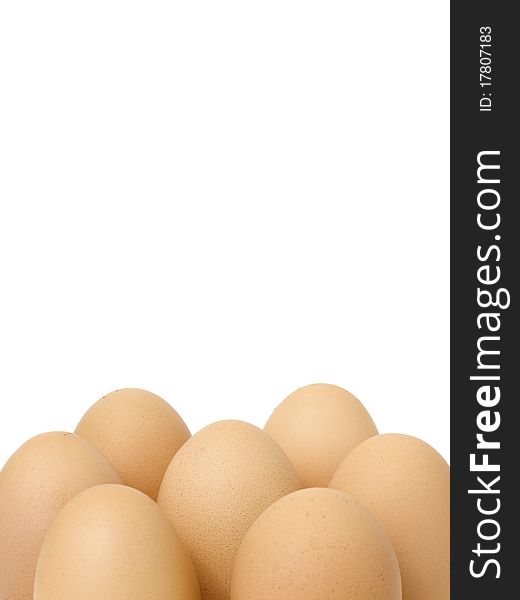 Eggs closeup isolated on white background with special space for text