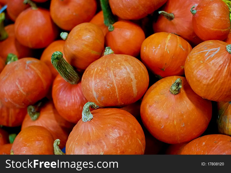 Pile of fresh orange pumpkin in market. Pile of fresh orange pumpkin in market