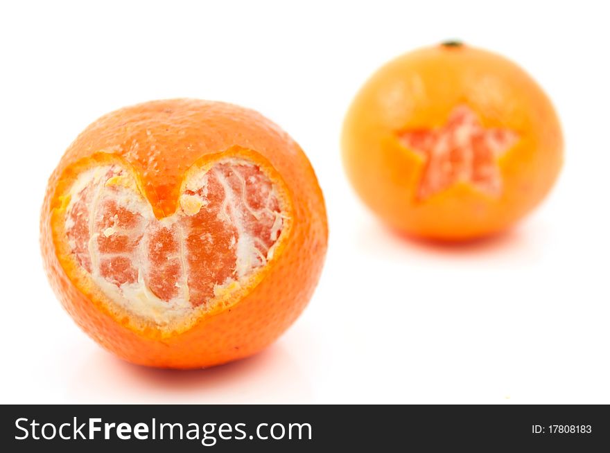 Tangerine on a white background