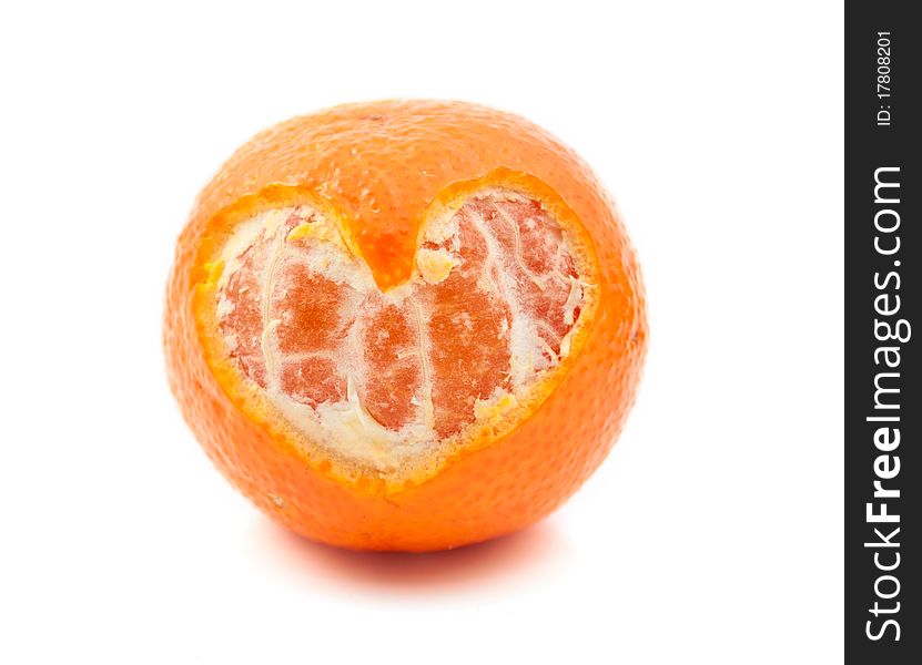 Tangerine on a white background