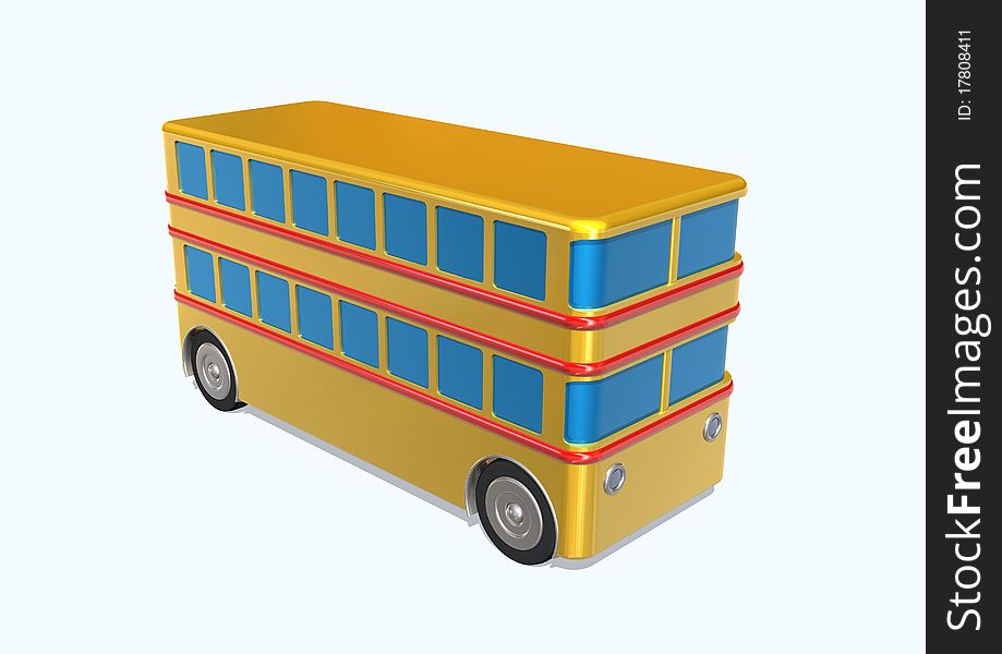 3d render bus on white background