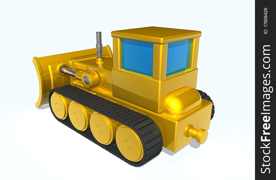 Illustration of yellow building bulldozer