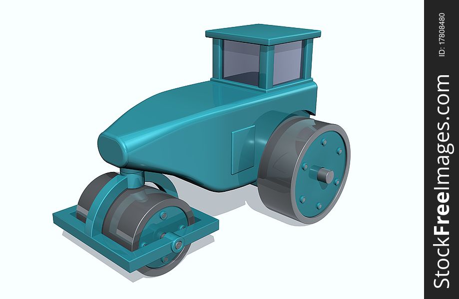 A illustration of road roller on white