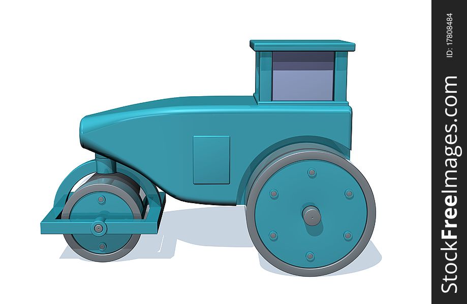 A illustration of road roller on white