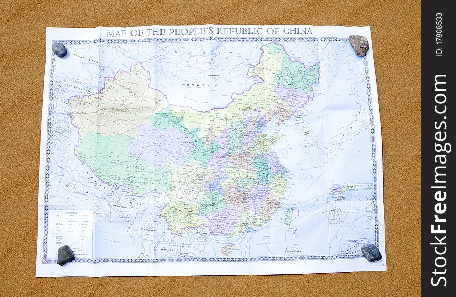 Chinese Map on Isolated desert Background