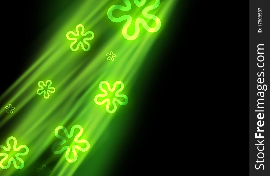 Green Abstract Background with floral ornaments