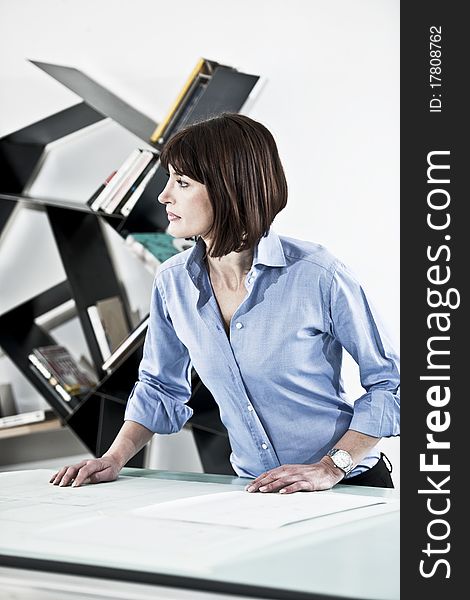 Female Architect or Enginneer in Her Studio