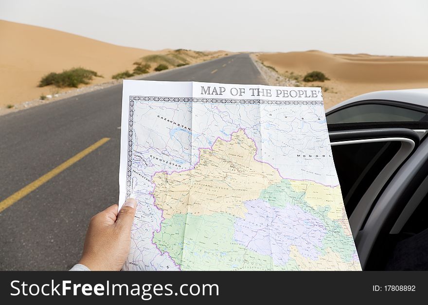 Navigating the roads in desert.