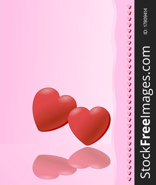 Pink Valentine card, vector illustration