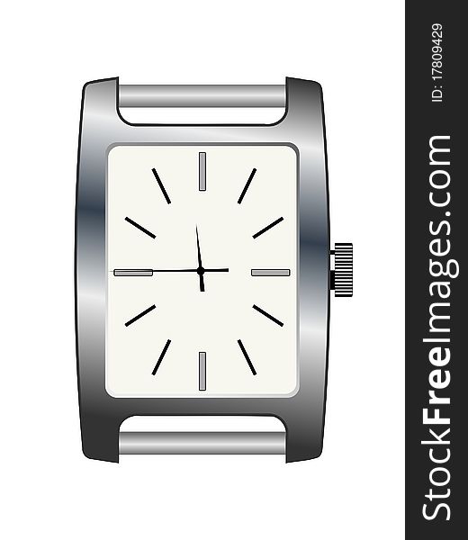 Colored vector illustration of women's silvery wristwatch. Colored vector illustration of women's silvery wristwatch