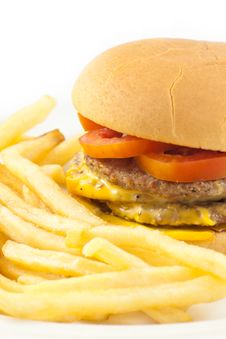 Burger And French Fries Stock Image