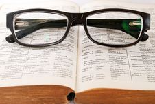 Closeup Of Old Dictionary And Glasses Royalty Free Stock Image Closeup Of Old Dictionary And Glasses Royalty Free Stock Image