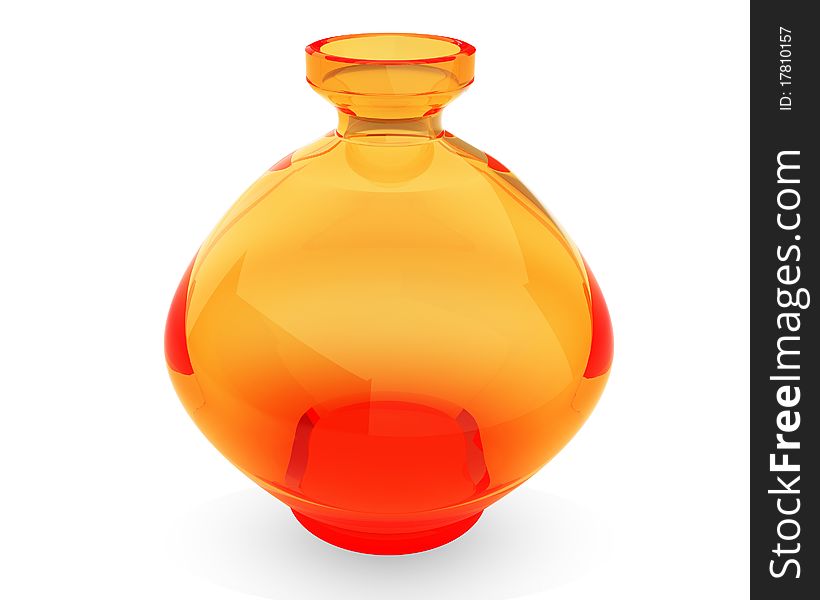 Semitransparent orange vase isolated over white