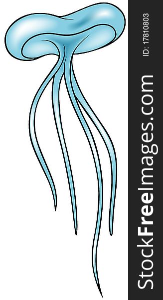 Small Jellyfish - colored cartoon illustration,