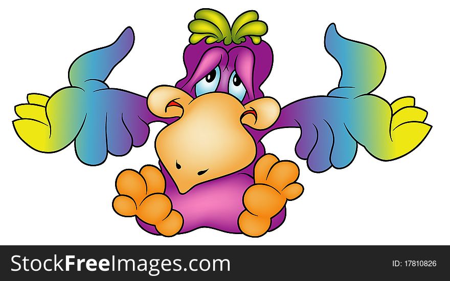 Multicolored Parrot - colored cartoon illustration,