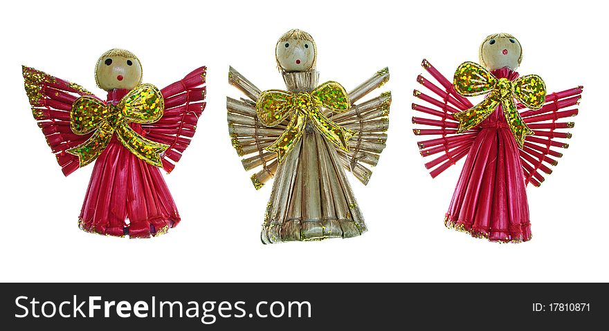 Angel on Valentine's Day. Made of straw and painted in red.