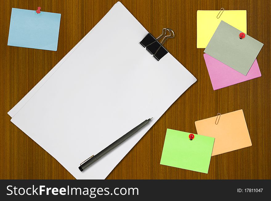 Colored Memo And White Blank Note Paper