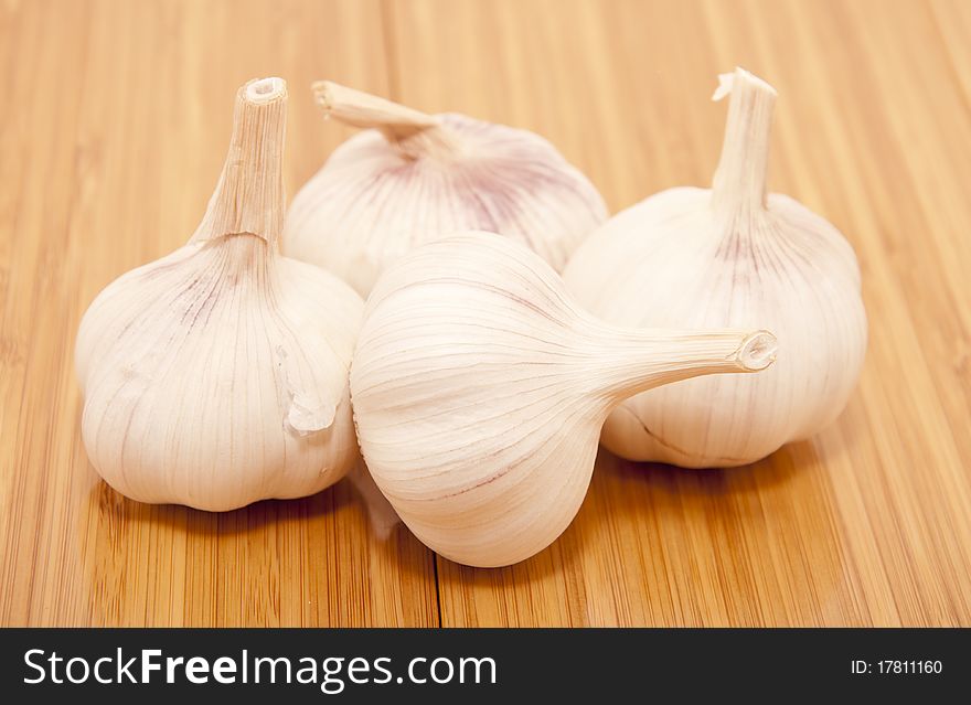 Garlic vegetable closeup isolated on white background