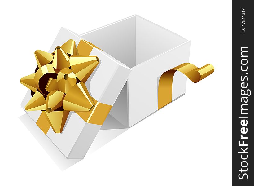 Open Wedding Or Birthday Gift With Gold Bow