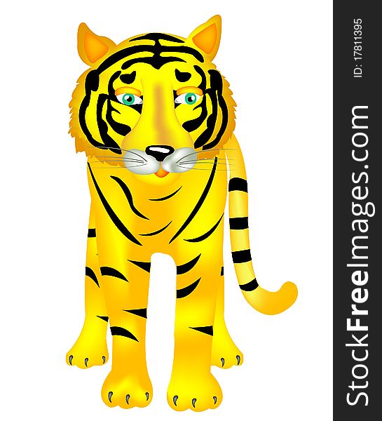 Illustration animal tiger on white background. Illustration animal tiger on white background