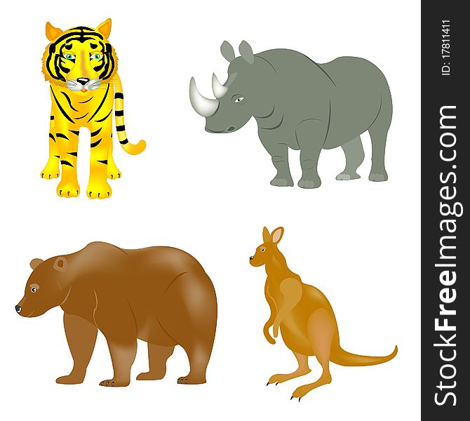 Illustration of the wild beasts on white background. Illustration of the wild beasts on white background