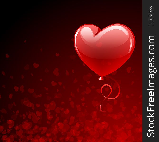 Transparent red heart balloon Valentine's day background