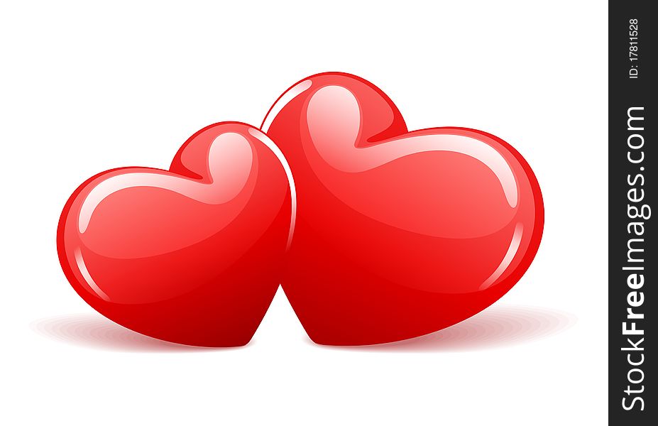 Two Red Glossy Hearts