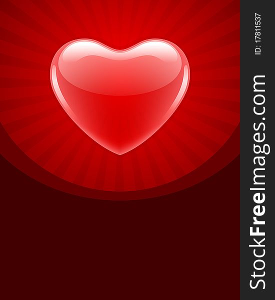 Red glossy heart Valentine's day background