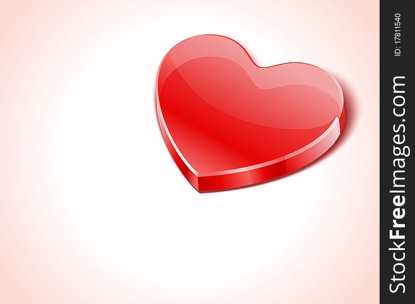 Red shiny glass heart Valentine's day background