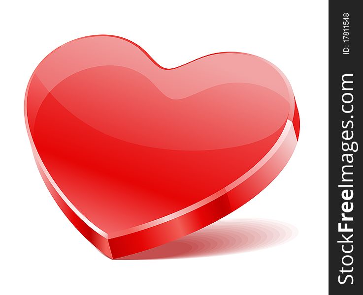 Red shiny glass heart shape Valentine's day illustration