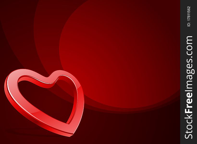 Red shiny glass heart Valentine's day background