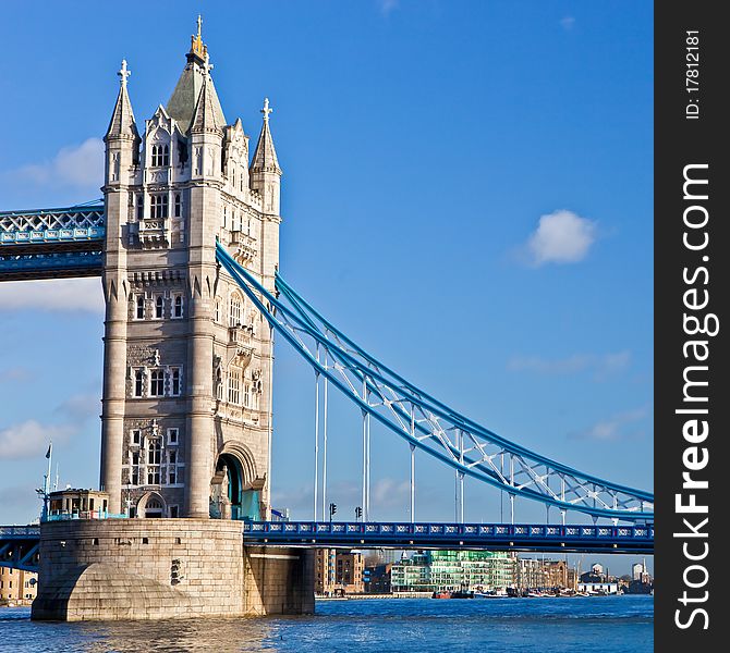 One column of the world famous Tower bridge London. One column of the world famous Tower bridge London