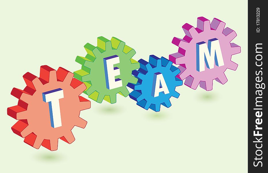 Abstract gears interact as team work metaphor and business concept -  illustration. Abstract gears interact as team work metaphor and business concept -  illustration