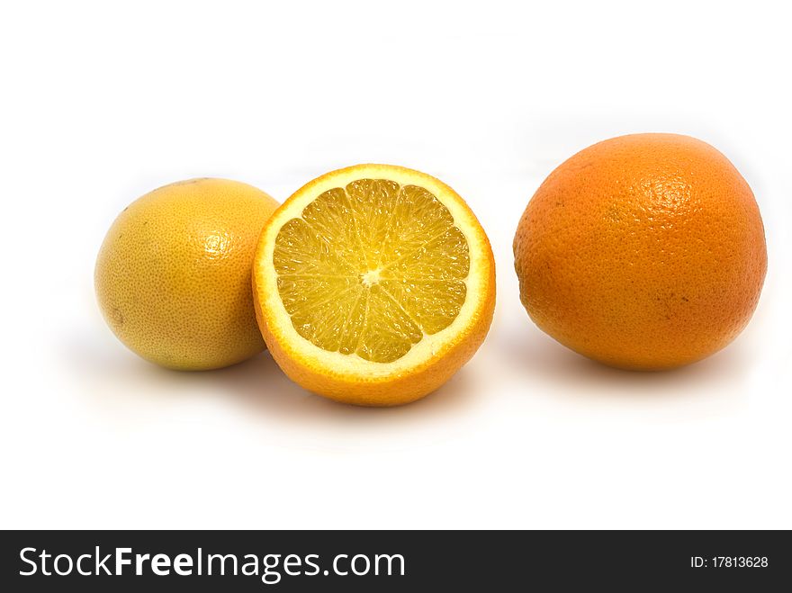 some oranges isolated on white