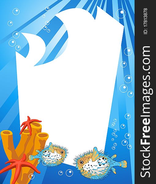 Tropical underwater scene with white space for text. Tropical underwater scene with white space for text