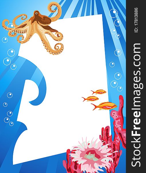 Tropical underwater scene with white space for text. Tropical underwater scene with white space for text