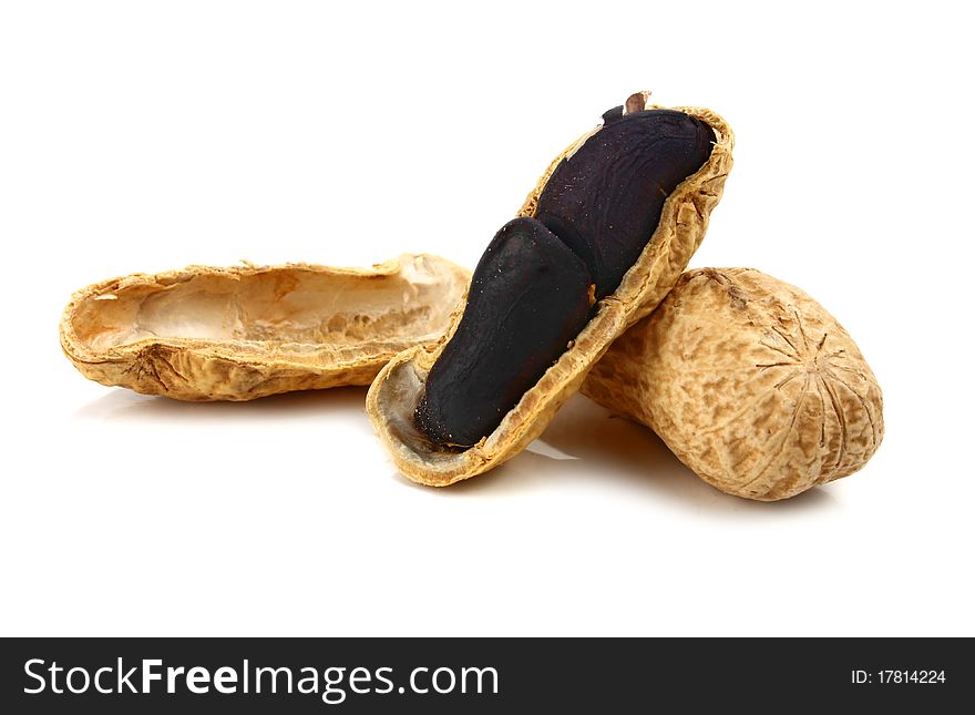 Black peanut isolated on white background