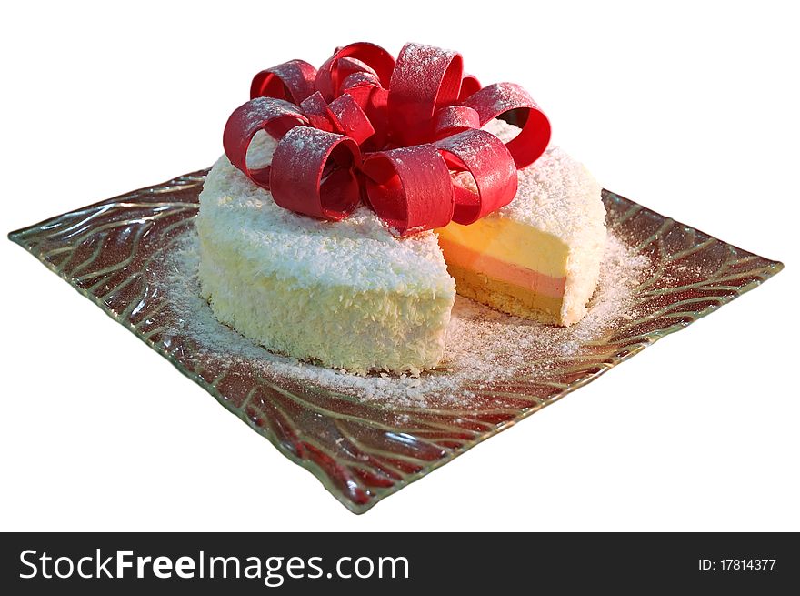 Delicious cake isolated over white background