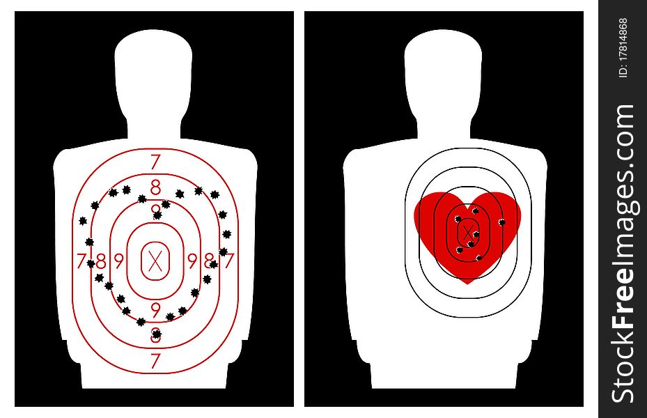 The target for shooting at a human silhouette with a heart. The target for shooting at a human silhouette with a heart