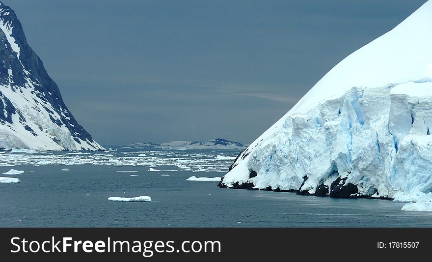 Icy landscape in Antarctica