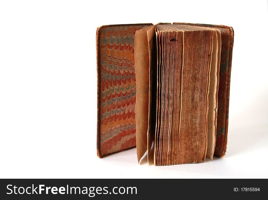 Standing antique book isolated on white background. Standing antique book isolated on white background