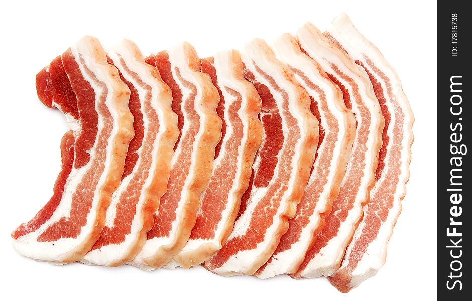 Chunks of raw meat on a white background