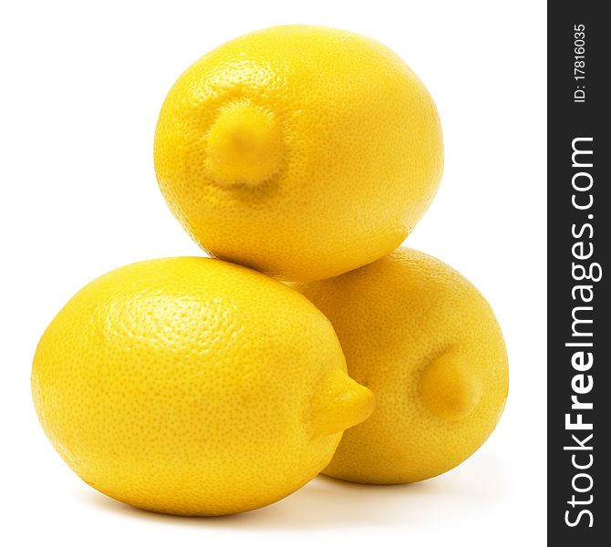 Three lemons on a white background + Clipping Path