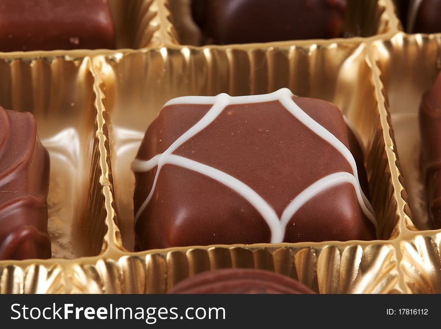 Chocolate candies isolated on white background